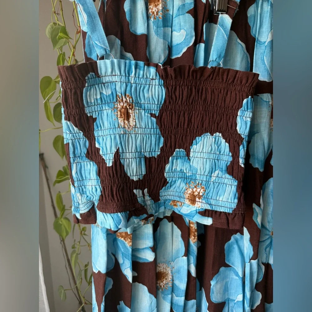 Floral Blue and Brown Skirt Set - Picture 6 of 12